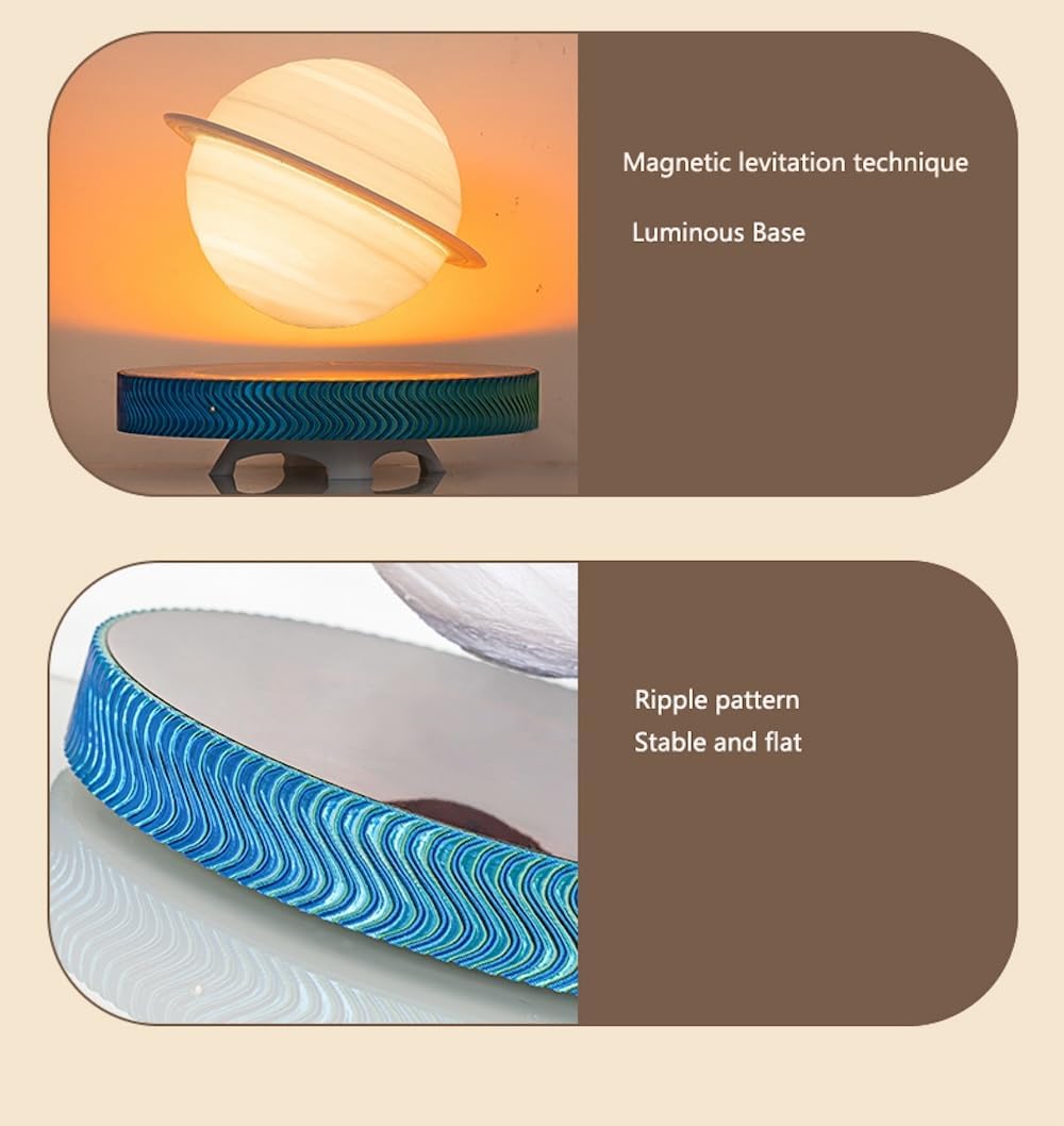 Levitating Saturn Moon Lamp – Floating 360° Rotating Light