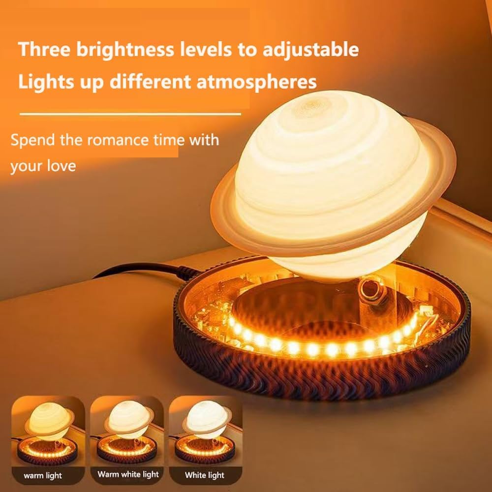 Levitating Saturn Moon Lamp – Floating 360° Rotating Light