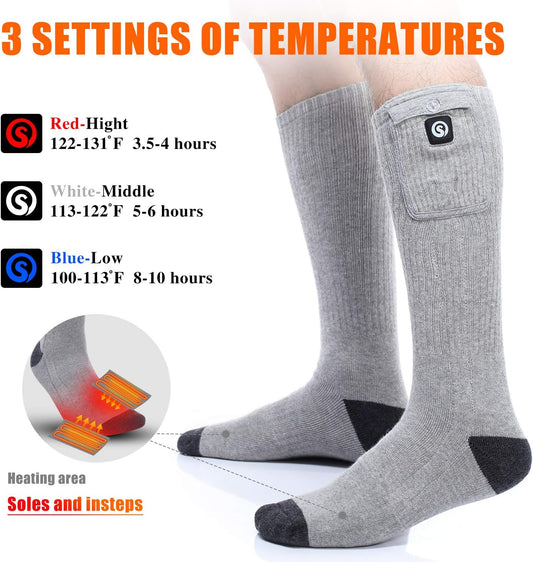 Heated Socks for Men Women, Electric Socks with 7.4V 2200mAh Rechargeable