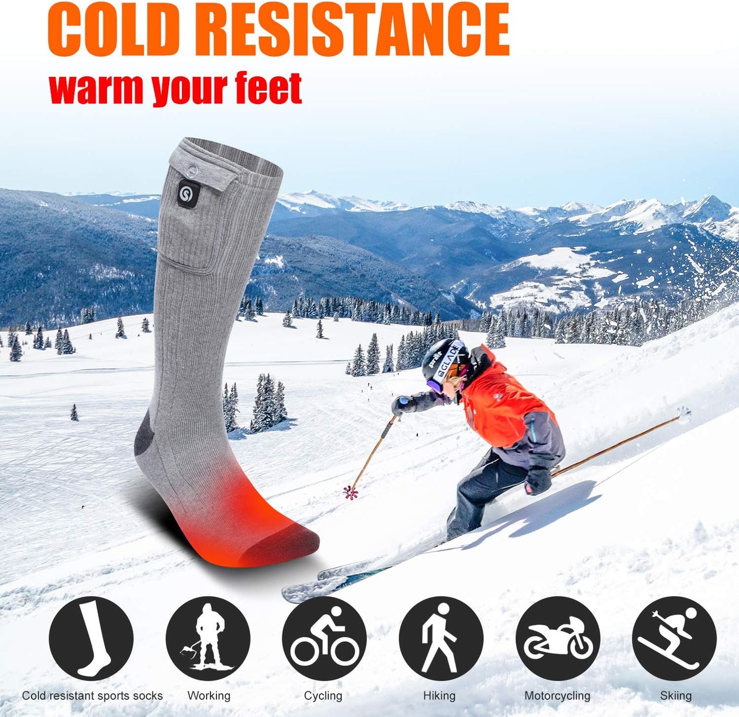 Heated Socks for Men Women, Electric Socks with 7.4V 2200mAh Rechargeable