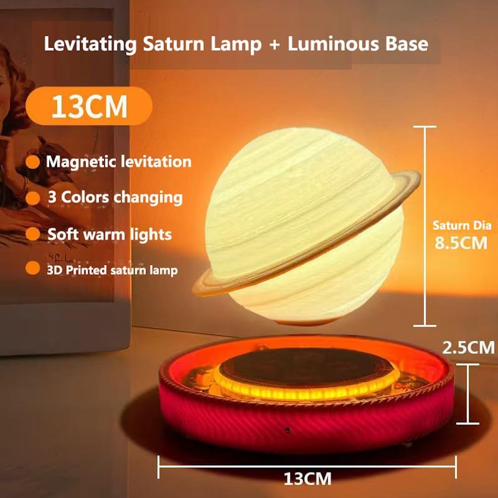 Levitating Saturn Moon Lamp – Floating 360° Rotating Light